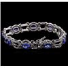 Image 2 : 14KT White Gold 10.80ctw Tanzanite and Diamond Bracelet