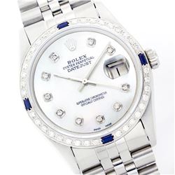 Rolex Stainless Steel Diamond And Sapphire DateJust Men's Watch