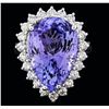 Image 1 : 14KT White Gold 11.18ct Tanzanite and Diamond Ring