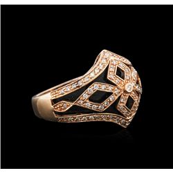 14KT Rose Gold 3.42ct Onyx and Diamond Ring