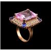 Image 4 : 22.94ct Kunzite, Tanzanite and Diamond Ring - 14KT Rose Gold