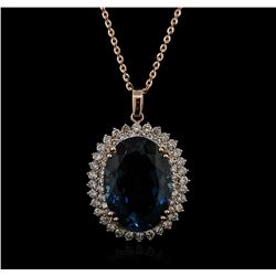 14KT Rose Gold 35.04ct Topaz and Diamond Pendant With Chain