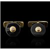 Image 1 : 18KT Yellow Gold Onyx and Diamond Cuff Links