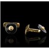 Image 2 : 18KT Yellow Gold Onyx and Diamond Cuff Links