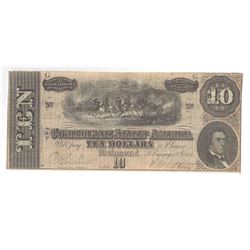 1864 $10 Confederate States of America Bank Note