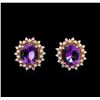 Image 1 : 12.00ctw Amethyst and Diamond Earrings - 14KT Rose Gold