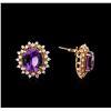 Image 2 : 12.00ctw Amethyst and Diamond Earrings - 14KT Rose Gold