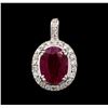 Image 1 : 3.68ct Ruby and Diamond Pendant - 14KT White Gold