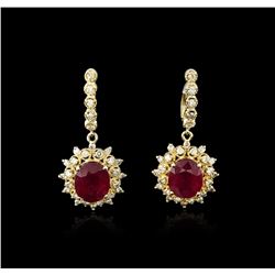 14KT Yellow Gold 10.84ct Ruby and Diamond Earrings