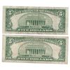 Image 2 : 1953 $5 Silver Certificate Currency Lot of 2