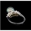 Image 3 : 0.33ctw Pearl and Diamond Ring - 14KT White Gold