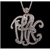 Image 1 : 14KT White Gold 4.50ctw Diamond Monogram Pendant With Chain