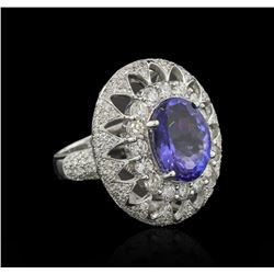 6.24ct Tanzanite and Diamond Ring - 14KT White Gold