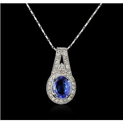 14KT White Gold 2.24ct Tanzanite and Diamond Pendant With Chain