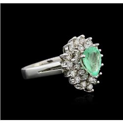 14KT White Gold 1.39ct Emerald and Diamond Ring