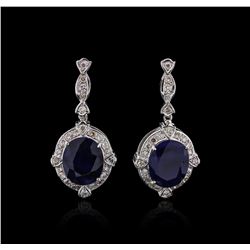 14KT White Gold 15.46ctw Sapphire and Diamond Earrings