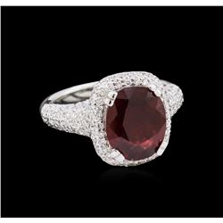 4.05ct Ruby and Diamond Ring - 18KT White Gold