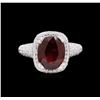 Image 2 : 4.05ct Ruby and Diamond Ring - 18KT White Gold