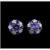 Image 1 : 2.30ctw Multi Gemstone and Diamond Earrings - 14KT White Gold