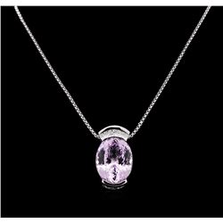 14KT White Gold 80.22ct Kunzite and Diamond Pendant With Chain