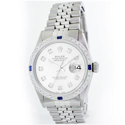 Rolex Stainless Steel 1.00ctw Diamond and Sapphire DateJust Men's Watch