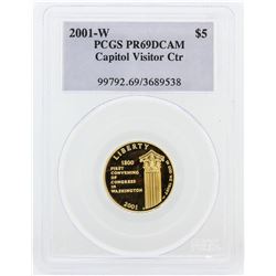 $5 2001-W PCGS PR69DCAM Capitol Visitor Center Gold Coin