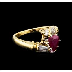 1.26ct Ruby and Diamond Ring - 14KT Yellow Gold