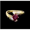 Image 2 : 1.26ct Ruby and Diamond Ring - 14KT Yellow Gold