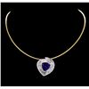 Image 1 : 14KT Two-Tone Gold 10.88ct Tanzanite and Diamond Pendant With Chain