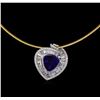 Image 2 : 14KT Two-Tone Gold 10.88ct Tanzanite and Diamond Pendant With Chain