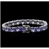 Image 2 : 14.51ctw Tanzanite and Blue Sapphire Bracelet - 14KT White Gold