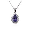 Image 1 : 14KT White Gold 3.98ct Tanzanite and Diamond Pendant With Chain