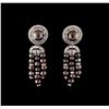 Image 1 : Pearl and Diamond Earrings - 18KT White Gold