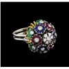 Image 1 : 3.90ctw Sapphire, Ruby, Emerald and Diamond Ring - 18KT Two-Tone Gold