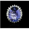 Image 1 : 14KT White Gold 12.19ct Tanzanite and Diamond Ring