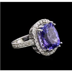 9.26ct Tanzanite and Diamond Ring - 14KT White Gold