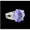 Image 1 : 4.41ct Tanzanite and Diamond Ring - 18KT White Gold