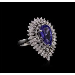 14KT White Gold 4.29ct Tanzanite and Diamond Ring