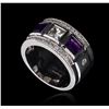 Image 1 : 0.54ctw Amethyst and White Sapphire Ring - .925 Silver