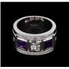 Image 2 : 0.54ctw Amethyst and White Sapphire Ring - .925 Silver
