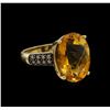 Image 1 : 8.17ct Citrine and Diamond Ring - 14KT Yellow Gold