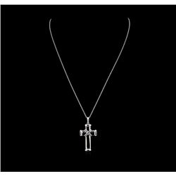 0.12ctw Black Diamond Cross Pendant With Chain - 14KT White Gold