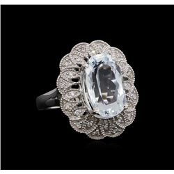 6.54ct Aquamarine and Diamond Ring - 14KT White Gold