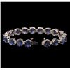 Image 3 : 29.83ctw Blue Sapphire and Diamond Bracelet - 14KT White Gold