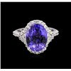 Image 2 : 5.52ct Tanzanite and Diamond Ring - 14KT White Gold