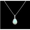 Image 1 : 1.00ct Opal and Diamond Pendant - 14KT White Gold