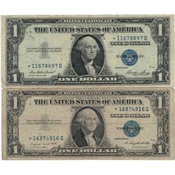 1935 $1 Star Note Silver Certificate Currency Lot of 2