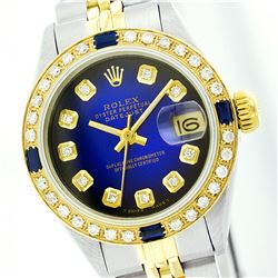 Rolex Two-Tone Diamond and Sapphire DateJust Ladies Watch