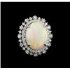 Image 2 : 10.37ct Opal and Diamond Ring - 14KT White Gold