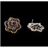 Image 2 : 1.95ctw Multicolor Sapphire and Diamond Earrings - 18KT White Gold